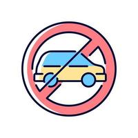 No using when driving RGB color manual label icon. Do not use vr headset if attention needed. Avoid injuries. Isolated vector illustration. Simple filled line drawing for product use instructions