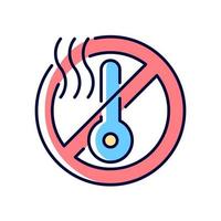 Do not use when it is hot RGB color manual label icon. Shut off vr headset. Cool down virtual reality device. Isolated vector illustration. Simple filled line drawing for product use instructions