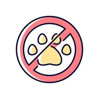 Keep away from animals RGB color manual label icon. Get vr headset away from pets to avoid breakage. Isolated vector illustration. Simple filled line drawing for product use instructions