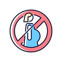 Do not use when pregnant RGB color manual label icon. Negative game experience. Medical condition restriction. Isolated vector illustration. Simple filled line drawing for product use instructions