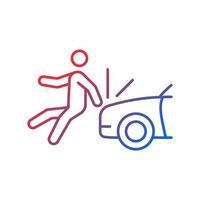 Collision involving pedestrian gradient linear vector icon. Hitting walker by car. Hit-and-run accident. Thin line color symbol. Modern style pictogram. Vector isolated outline drawing