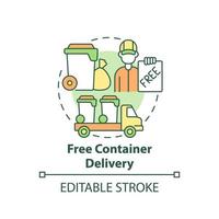 Free container delivery concept icon. Waste collection service abstract idea thin line illustration. Garbage management. Shipping offer. Vector isolated outline color drawing. Editable stroke