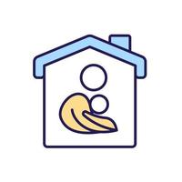 Family RGB color icon. Parental care and control. Family members at home. House protection and security. Surveillance and monitoring. Isolated vector illustration. Simple filled line drawing