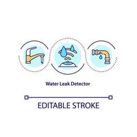 Water leak detector concept icon. Home safety system abstract idea thin line illustration. Leakage prevention. Flooding and overflow alert. Vector isolated outline color drawing. Editable stroke