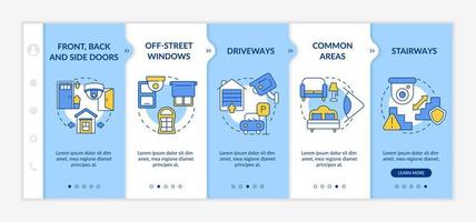 Camera surveillance system onboarding vector template. Responsive mobile website with icons. Web page walkthrough 5 step screens. Camera installing color concept with linear illustrations