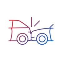 Rear-end collision gradient linear vector icon. Hitting vehicle from behind. Accident in congested traffic. Thin line color symbol. Modern style pictogram. Vector isolated outline drawing