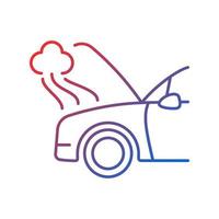 Car engine damage gradient linear vector icon. Front end collision. Mechanical breakdown. Broken transmission. Thin line color symbol. Modern style pictogram. Vector isolated outline drawing