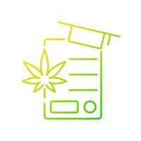 Cannabis education gradient linear vector icon. Prepare for cannabis industry. Pharmaceutical science. Academic program. Thin line color symbol. Modern style pictogram. Vector isolated outline drawing