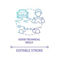 Good technical skills blue gradient concept icon. Driving course result abstract idea thin line illustration. Automobile operating ability. Drivers license. Vector isolated outline color drawing