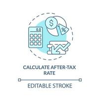 Determine after-tax rate concept icon. Inflation and taxes accounting abstract idea thin line illustration. Final profit after paying taxes. Vector isolated outline color drawing. Editable stroke