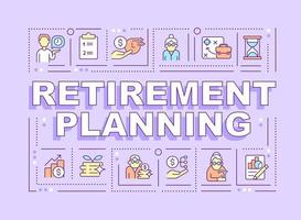 Retirement planning word concepts banner. Determining time horizons. Infographics with linear icons on pink background. Isolated creative typography. Vector outline color illustration with text