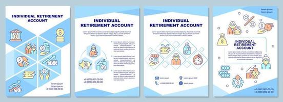 Individual retirement account brochure template. Personal savings. Flyer, booklet, leaflet print, cover design with linear icons. Vector layouts for presentation, annual reports, advertisement pages