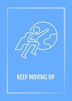 Move up career ladder blue postcard with linear glyph icon. Greeting card with decorative vector design. Simple style poster with creative lineart illustration. Flyer with holiday wish