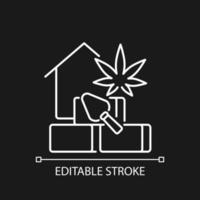 Hempcrete white linear icon for dark theme. Sustainable building material. Construction industry. Thin line customizable illustration. Isolated vector contour symbol for night mode. Editable stroke