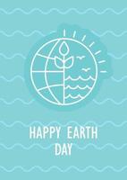 Earth day postcard with linear glyph icon. Protect ecosystem. Greeting card with decorative vector design. Simple style poster with creative lineart illustration. Flyer with holiday wish