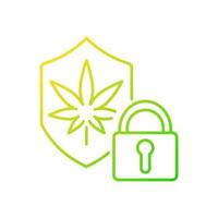 icono de vector lineal gradiente de seguridad de cannabis. protección de dispensarios de marihuana. proporcionar un entorno seguro. símbolo de color de línea delgada. pictograma de estilo moderno. dibujo de contorno aislado vectorial