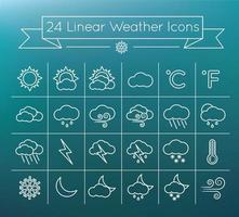 24 paquete de conjunto de iconos de vector de clima lineal simple