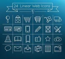 24 Simple inear web vector icons set pack