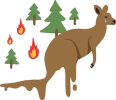 Kangaroo is running away from his home in the forest fire vector