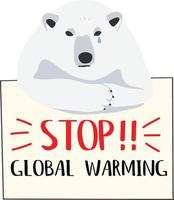 Polar bear is asking to stop global warming vector