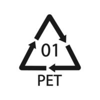 PET 01 recycling code symbol. Plastic recycling vector polyethylene sign.