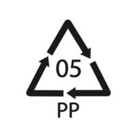 Plastic recycle symbol PP 5 vector icon.