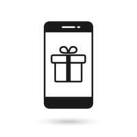 Mobile phone flat design with gift box icon. vector