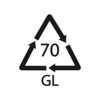 Glass recycling code 70 GL. Vector illustration