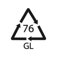 Crystal Glass recycling code 76 GL. Vector illustration