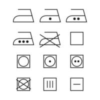 Laundry care icons. Machine and hand wash advice symbols, fabric cotton cloth type for garment labels. vector