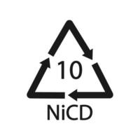 Battery recycling code 10 NiCD . Vector illustration