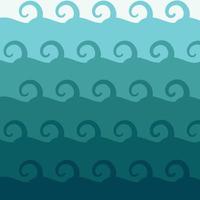 Ocean or sea waves pattern in matching colors going from a light blue to dark, like water getting deeper. Blue gradient from light to dark. Ocean, sea, depth vector