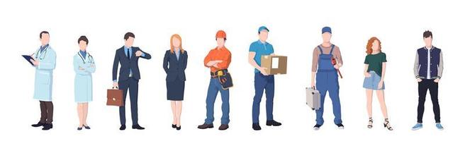 Set of 9 pcs people of different professions on a white background - Vector