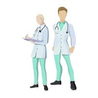 Man and woman doctor, nurse or orderly on a white background, treatment of diseases and viruses - Vector