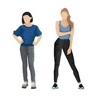 Two girls one athletic and high the second thin and low - Vector