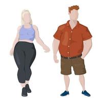 Overweight man and woman on white background - Vector