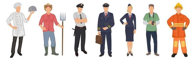 Set of 7 pcs people of different professions on a white background - Vector