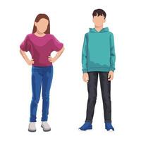 WebStylishly dressed boy and teenage girl on a white background - Vector