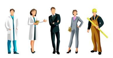 Set of 5 pcs people of different professions on a white background - Vector