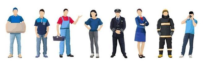 Set of 8 pcs people of different professions on a white background - Vector