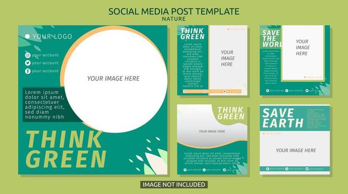 Social media post template for nature post with green background