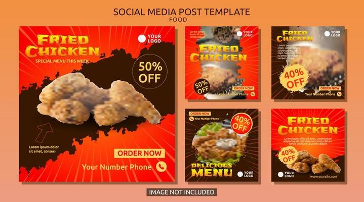 Social media post template for food and fast food chicken or other