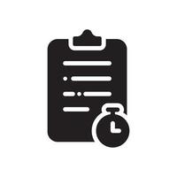 clipboard time glyph icon vector