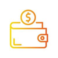 icono de gradiente de dinero de billetera vector