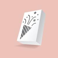 Box with confetti window mock up vector