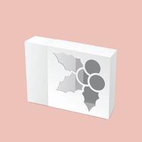 Caja deslizante con maqueta de ventana de acebo de Navidad vector