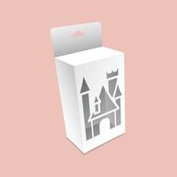 caja colgante con maqueta de ventana de castillo vector