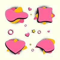 A Collection Of Pink Comic Pop Art With Style Shapes And Halftones vector