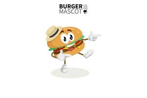 Cute burger mascot character design template vector