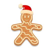 Gingerbread man in santa hat vector